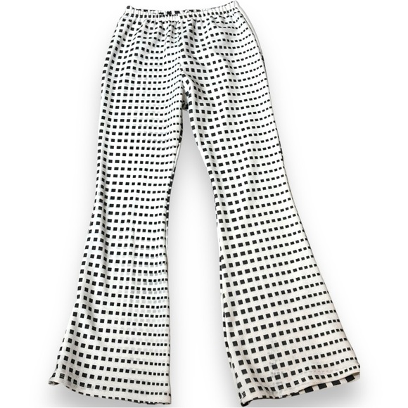 Casa Lee Black/White Pattern Stretch Elastic Waist Flared Vintage Inspired pants - Picture 8 of 14